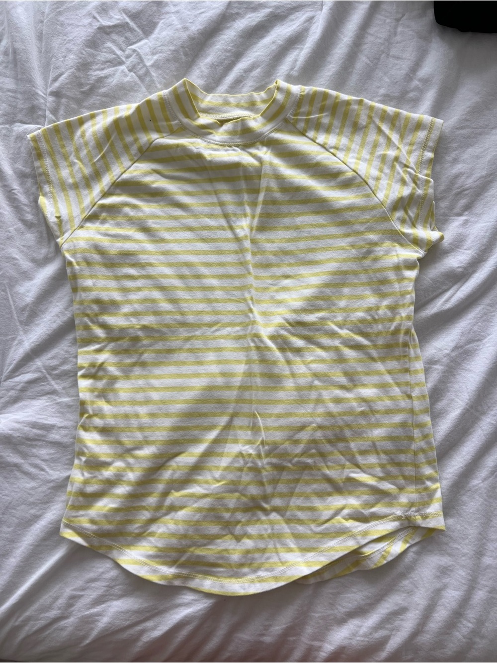 Pilcro Yellow and White Striped Crewneck Tee